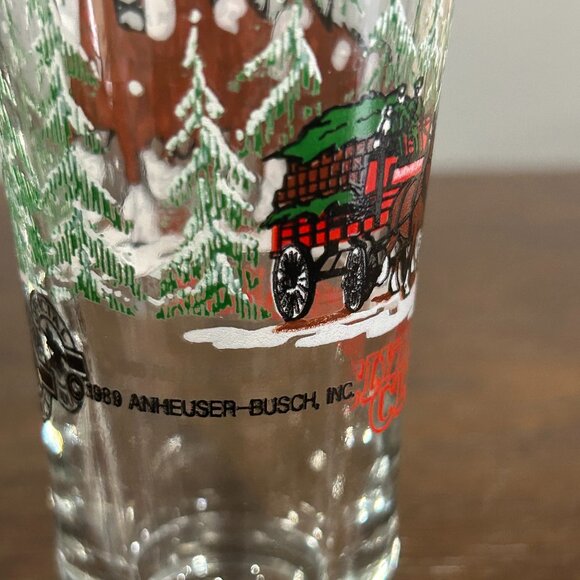 Vintage 1989 Budweiser Clydesdales Holiday Pisner Glasses - Set of 5 - Picture 3 of 4